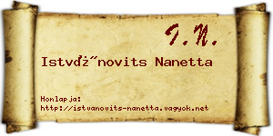 Istvánovits Nanetta névjegykártya